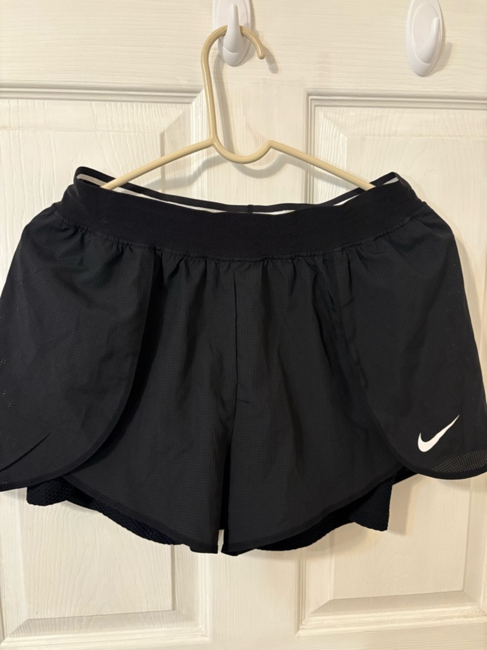 Nike Black Layered Athletic Shorts with Swoosh